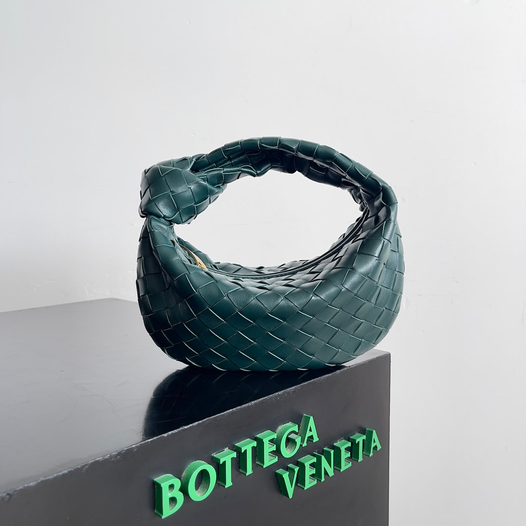 Bottega Veneta 651876 Black & Teal Hobo Bag 23 × 15 × 5 cm