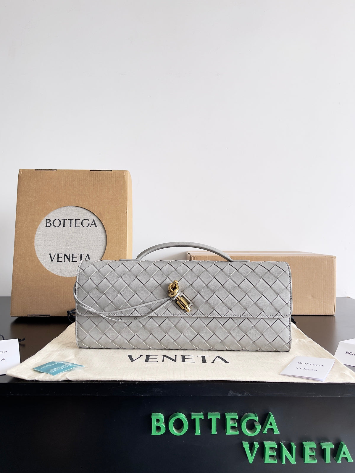 Bottega Veneta Gray Designer Handbag Edition 37