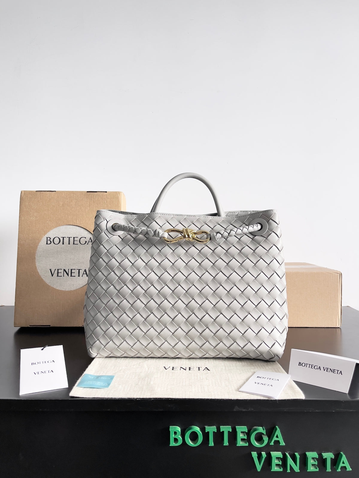 Bottega Veneta Gray Designer Handbag Edition 35