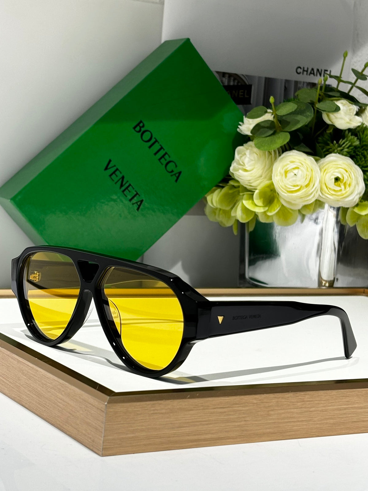 Bottega Veneta BV1318S Black & Green Designer Sunglasses 59-11-145 mm - detail image 6