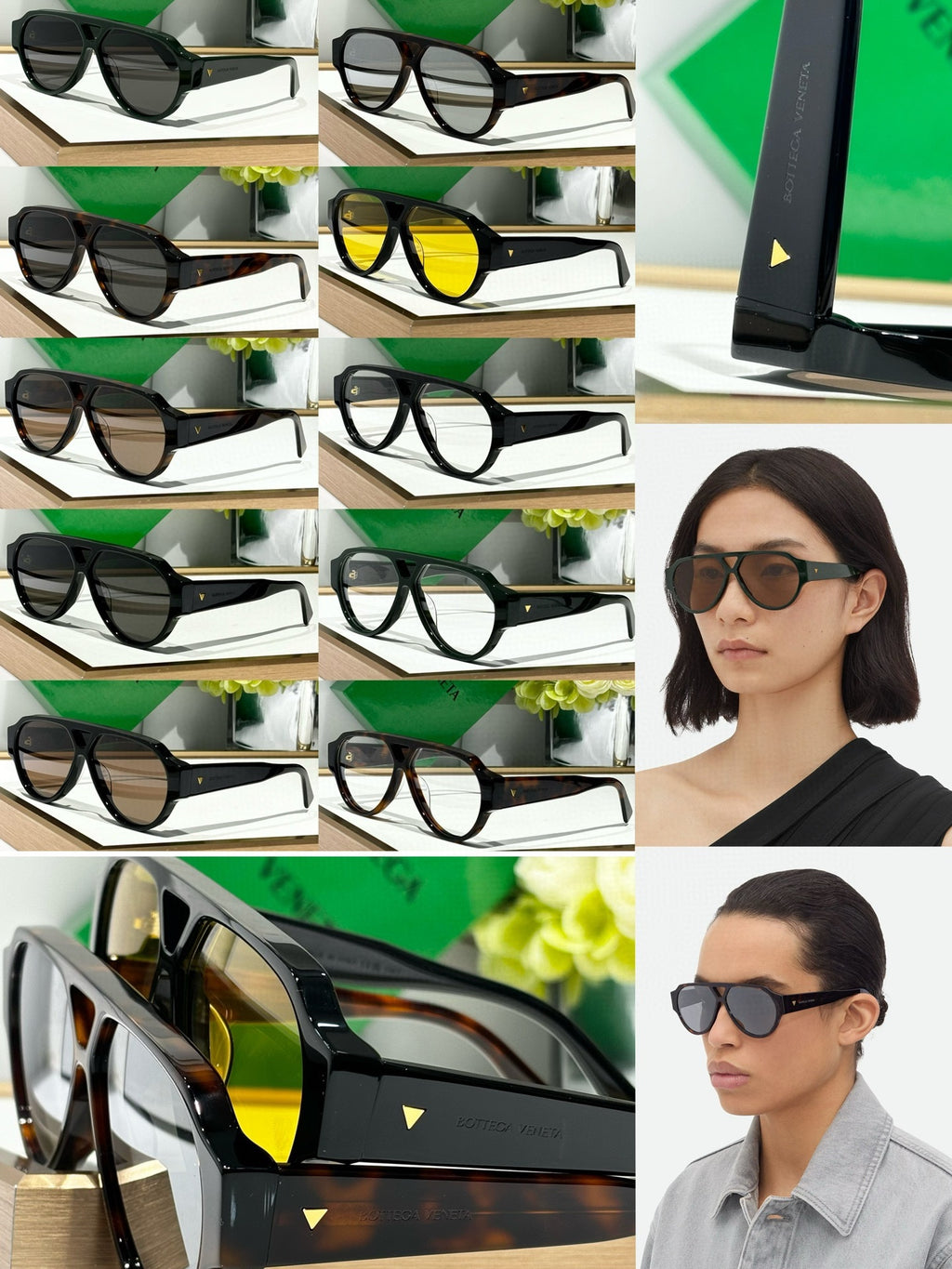 Bottega Veneta BV1318S Black & Green Designer Sunglasses 59-11-145 mm - detail image 9