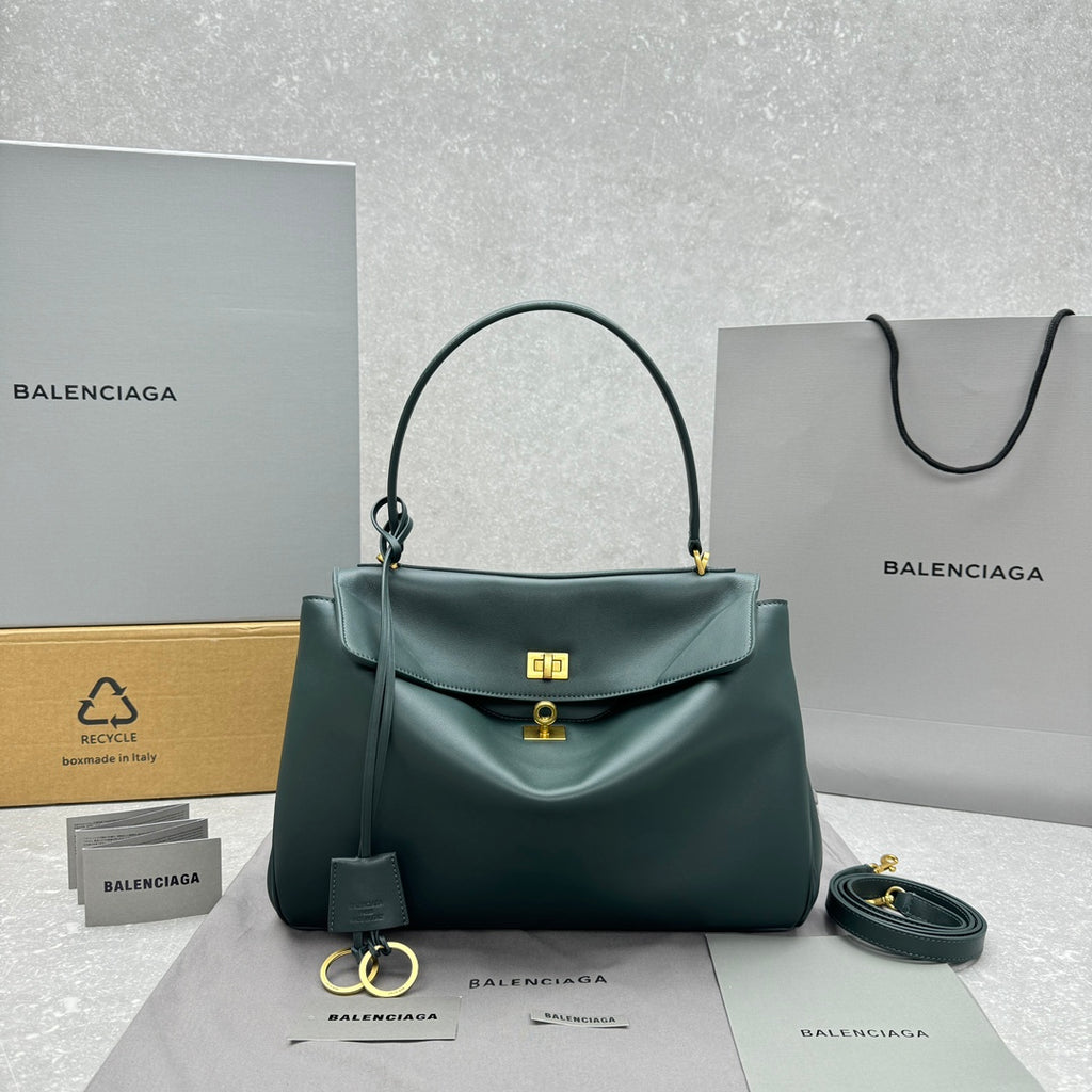 Balenciaga 92866MEDIUM Green & Black Designer Handbag