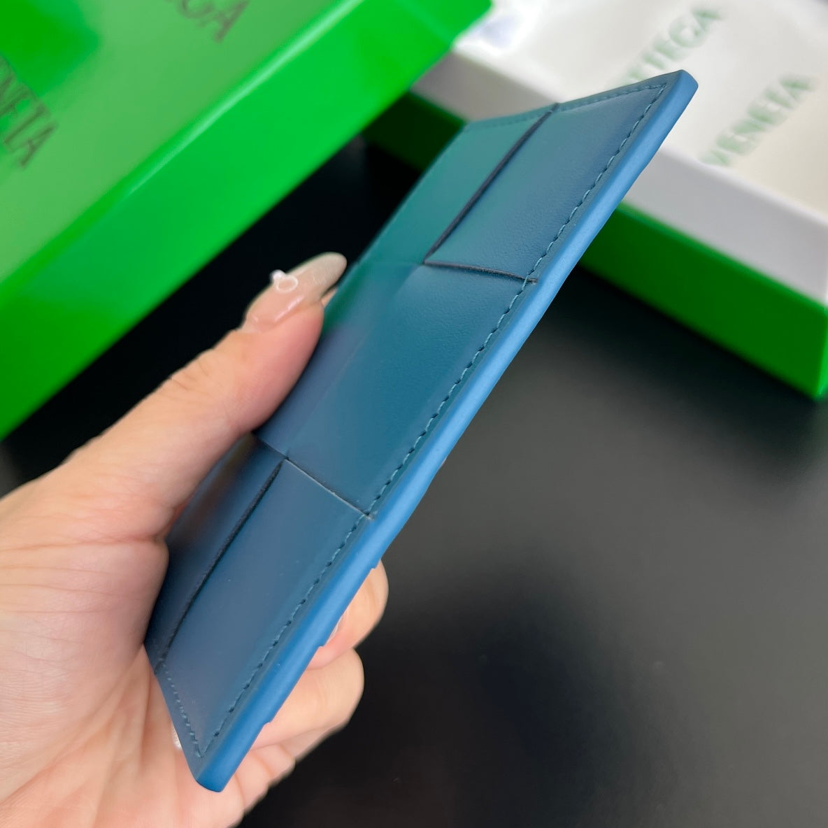 Bottega Veneta Blue & Green Card Holder - detail image 4