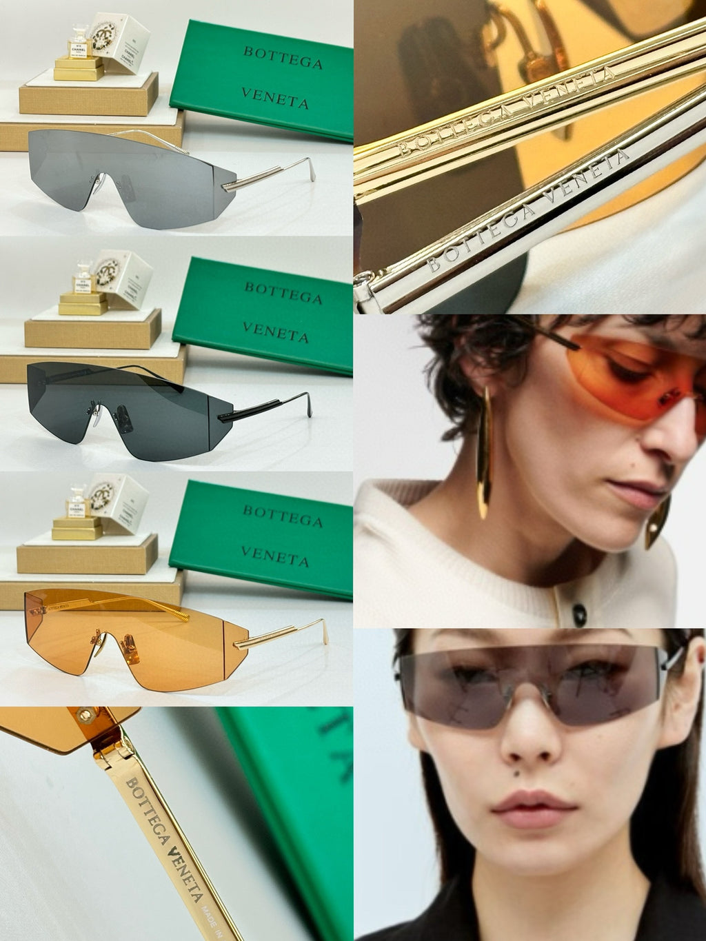 Bottega Veneta BV1299S Green & Gold Designer Sunglasses - detail image 9