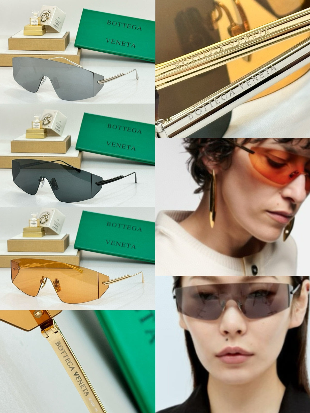 Bottega Veneta BV1299S Green & Gold Designer Sunglasses - detail image 9