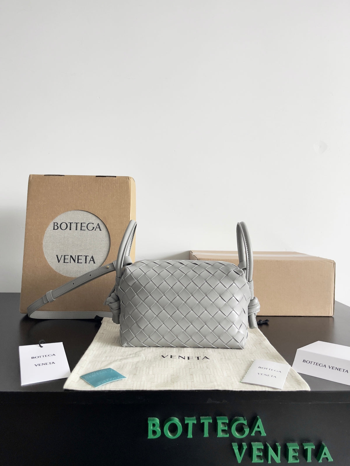 Bottega Veneta Gray & Black Designer Handbag Edition 15