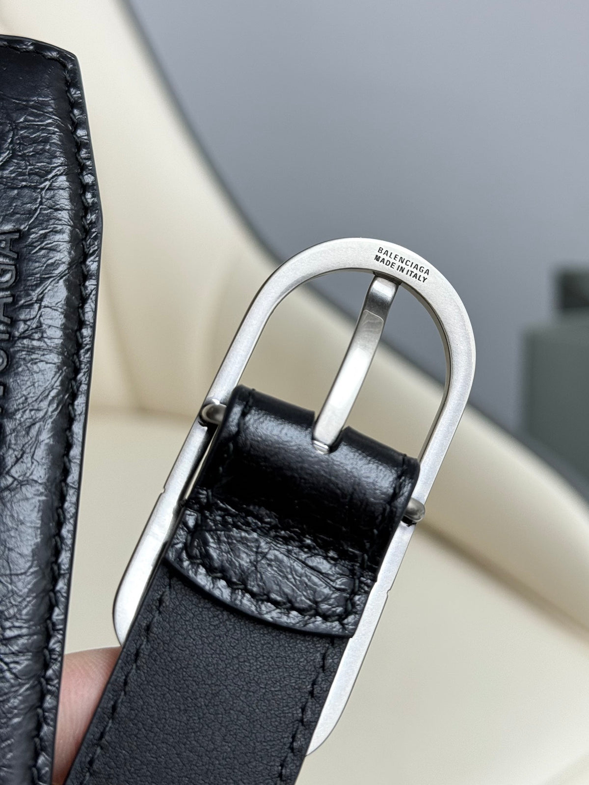 Balenciaga 8066192ABC81000 Black & Silver Designer Belt - detail image 6