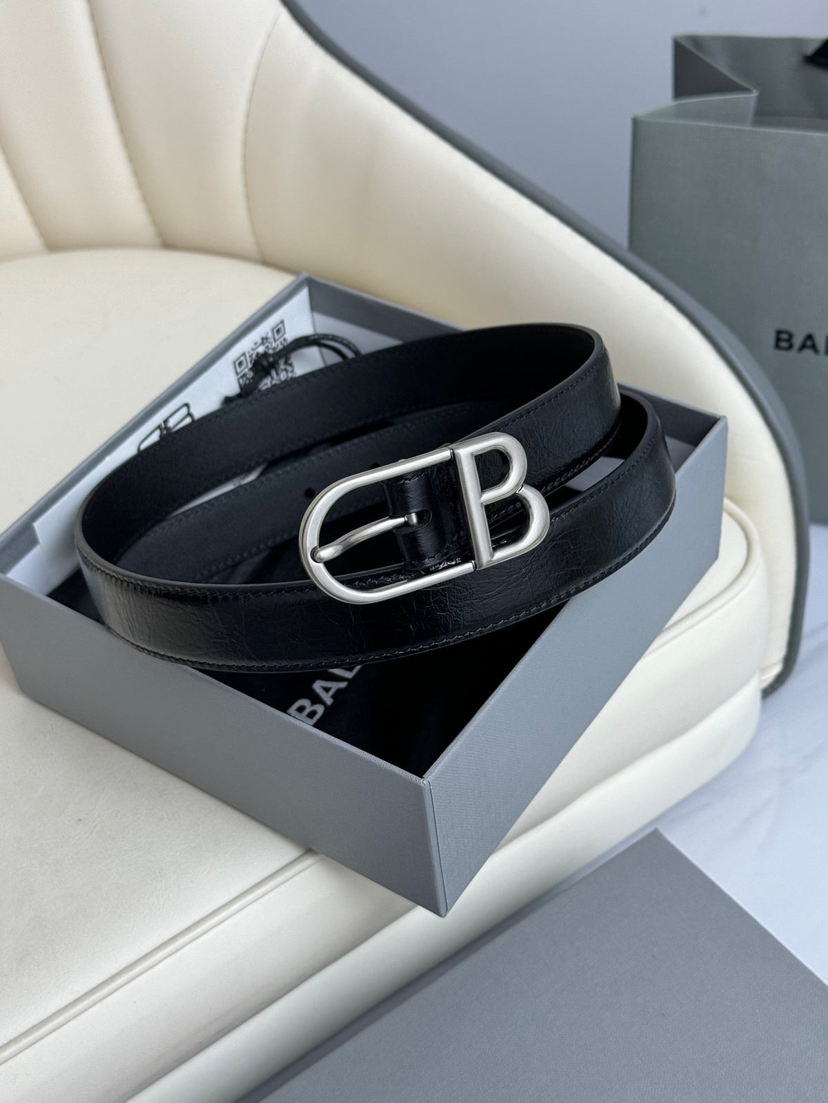 Balenciaga 8066192ABC81000 Black & Silver Designer Belt