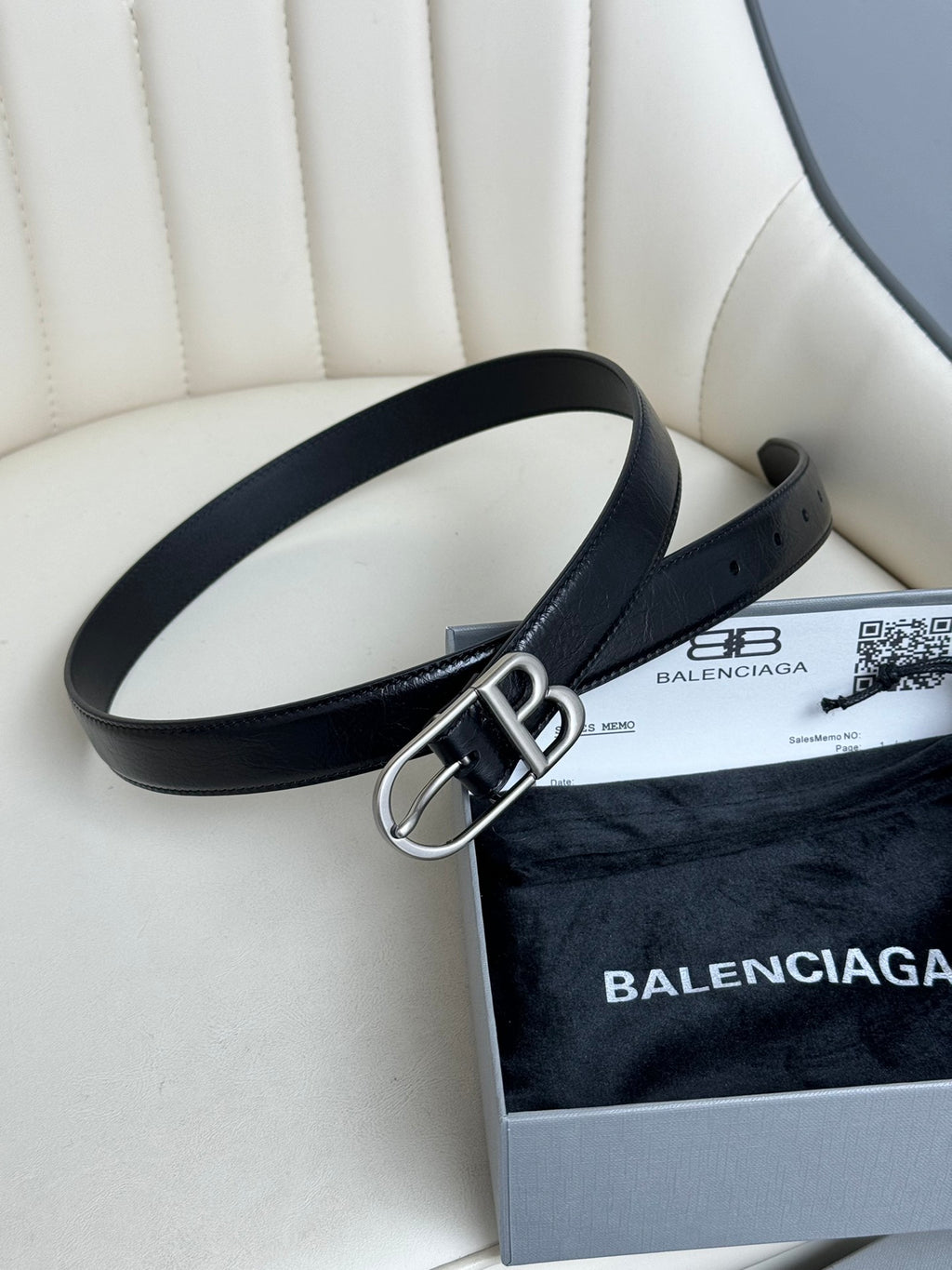 Balenciaga 8066192ABC81000 Black & Silver Designer Belt - detail image 2