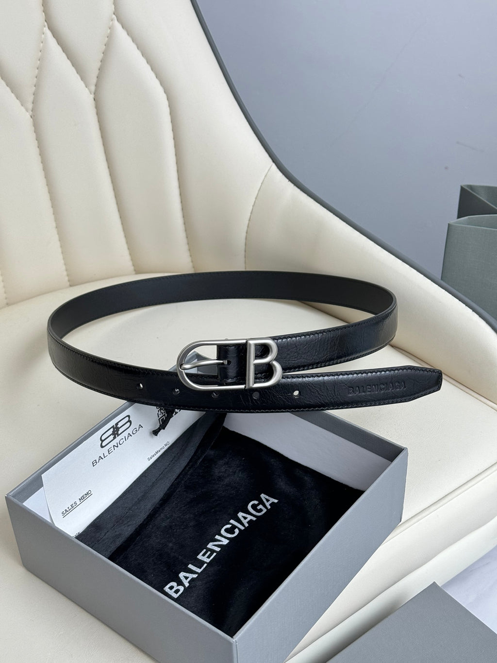 Balenciaga 8066192ABC81000 Black & Silver Designer Belt - detail image 4