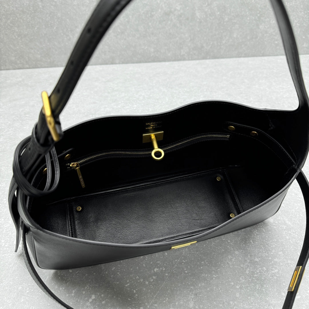 Balenciaga 92876 Black & Gold Hobo Bag - detail image 7