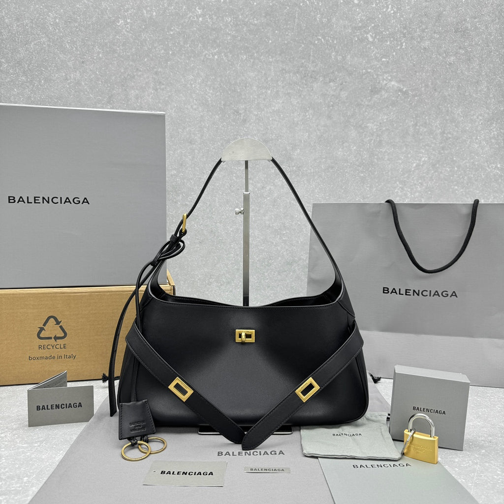 Balenciaga 92876 Black & Gold Hobo Bag