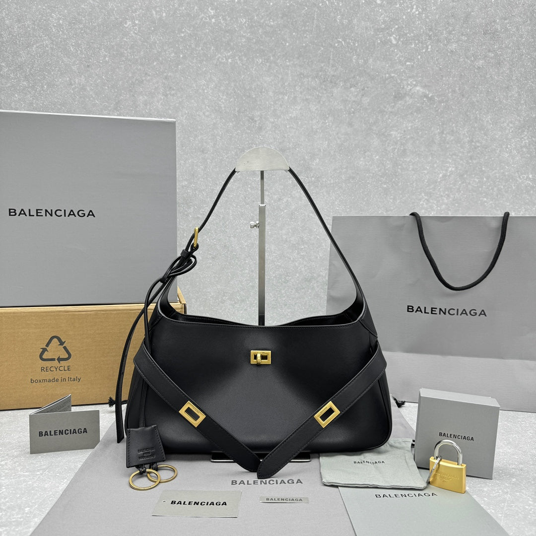 Balenciaga 92876 Black & Gold Hobo Bag