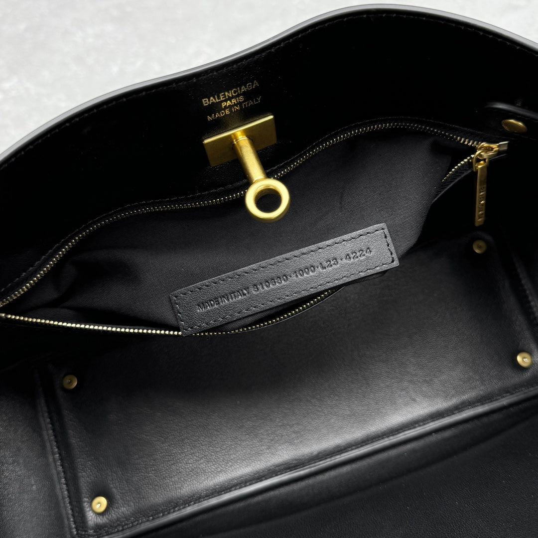 Balenciaga 92876 Black & Gold Hobo Bag - detail image 9