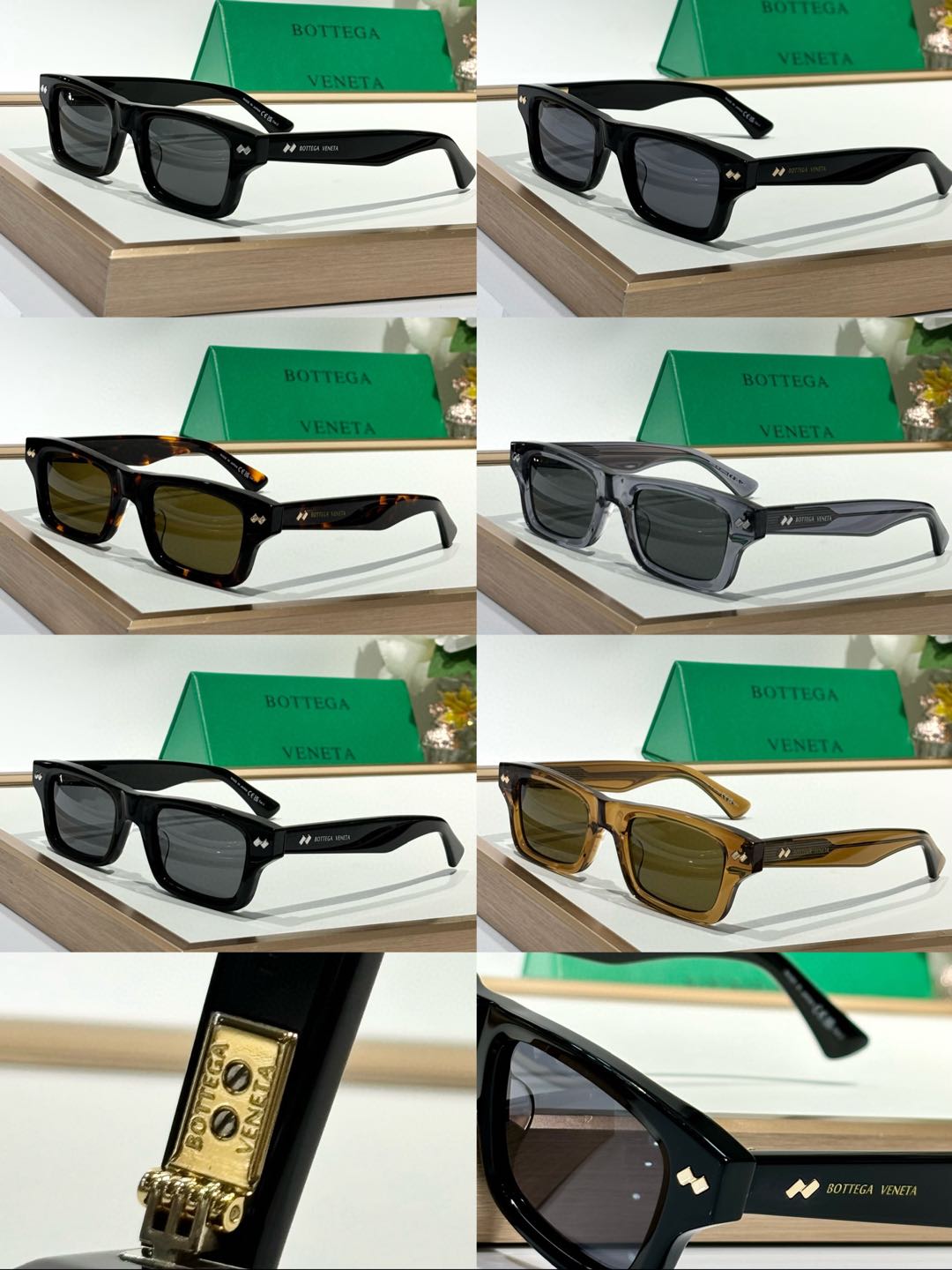 Bottega Veneta BV1351 Black & Green Designer Sunglasses 50-12-145 mm - detail image 9