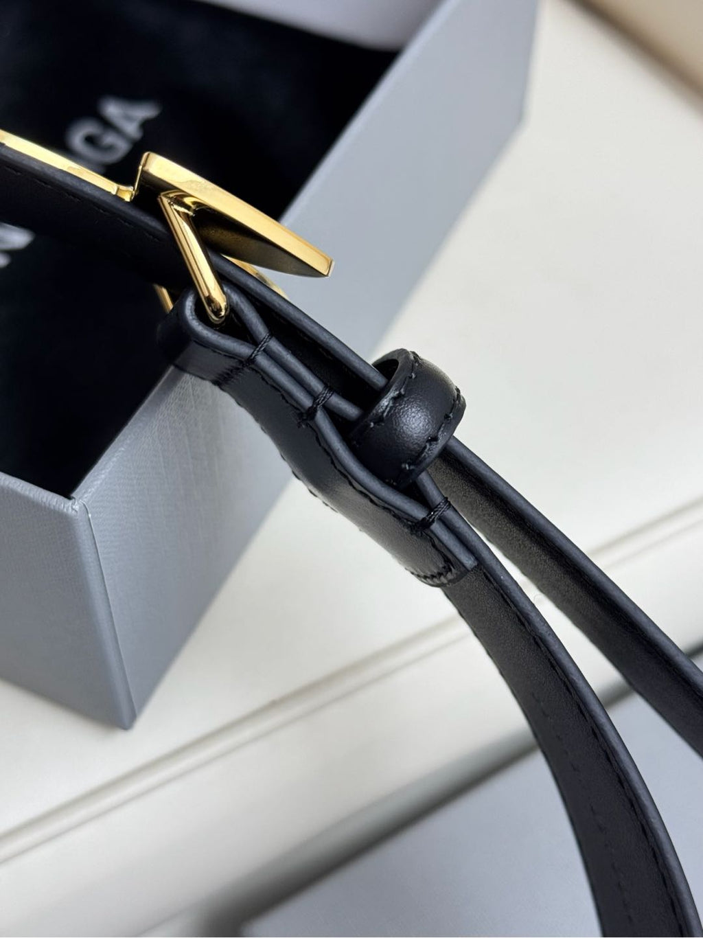 Balenciaga 8119052ABJH1000 Black & Gold Designer Belt - detail image 7