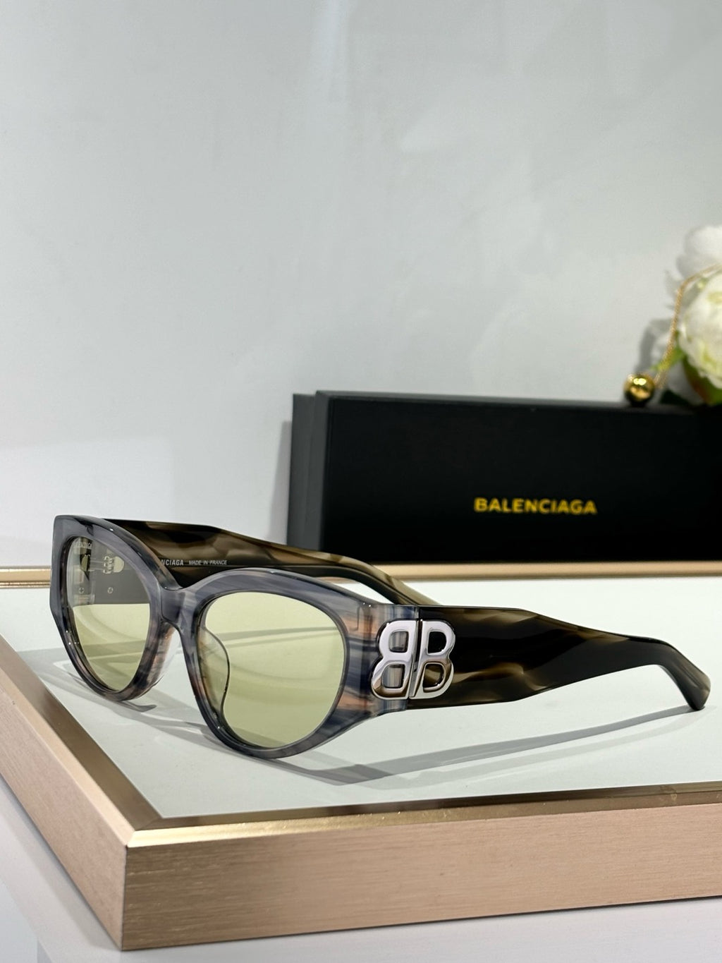 Balenciaga BB0324SK Black & Rose Gold Designer Sunglasses 55-19-135 Edition 2