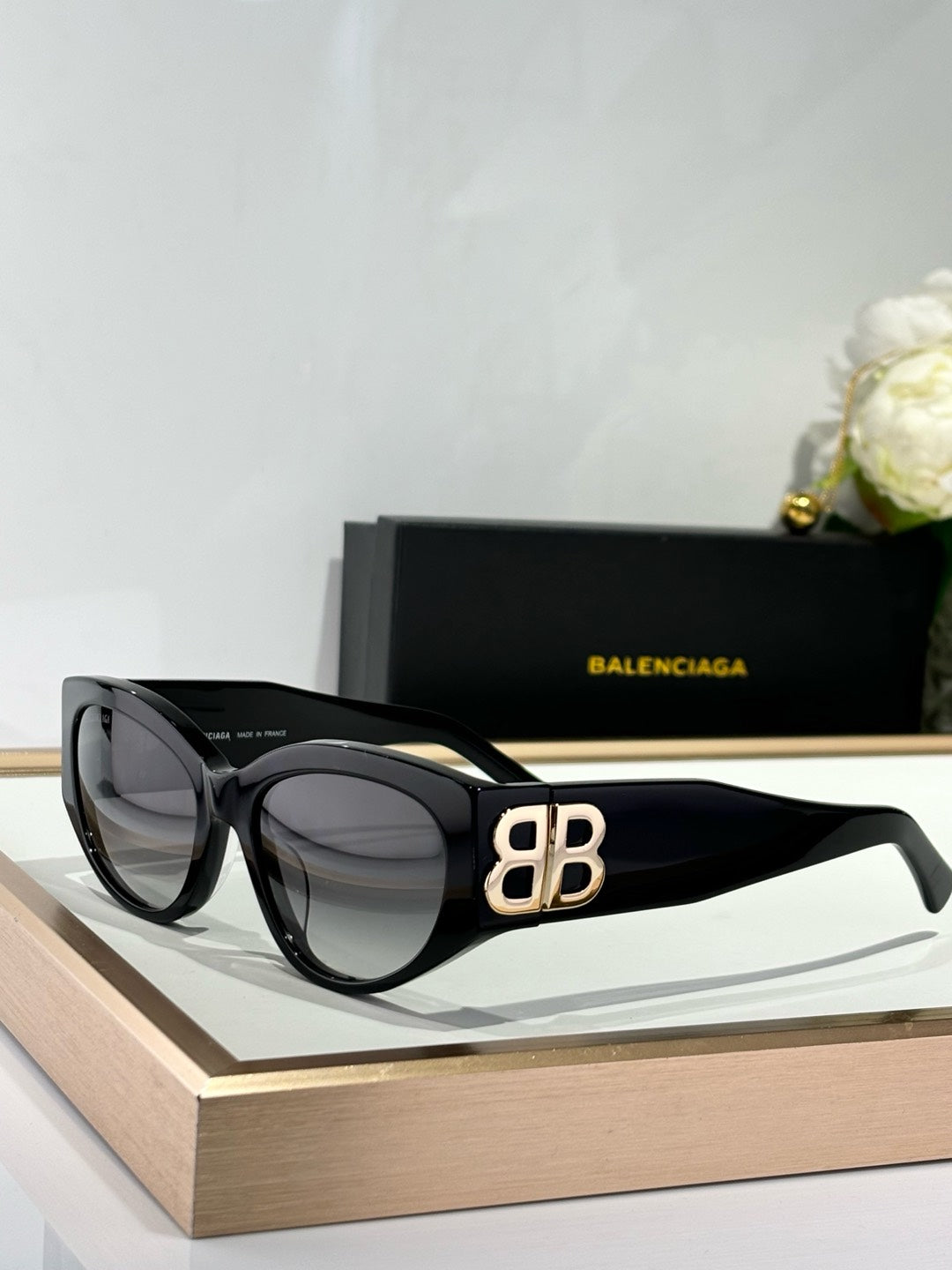 Balenciaga BB0324SK Black & Rose Gold Designer Sunglasses 55-19-135 Edition 2 - detail image 2
