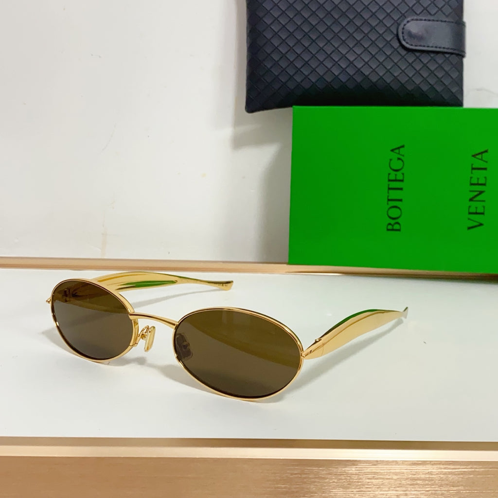 Bottega Veneta BV1386S Green & Rose Gold Designer Sunglasses