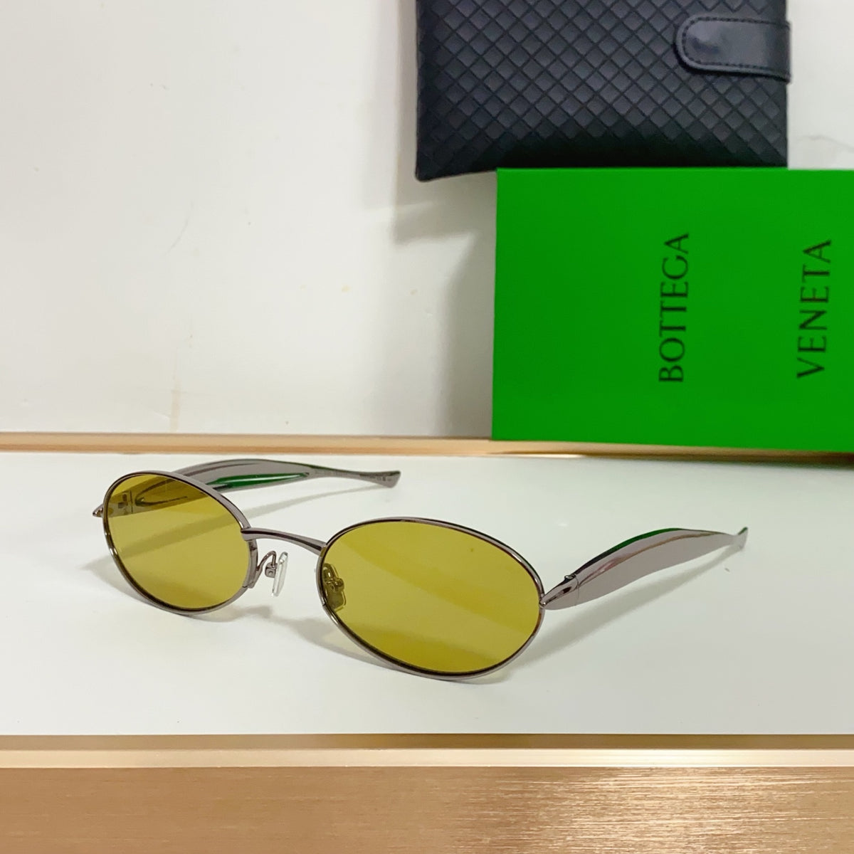Bottega Veneta BV1386S Green & Rose Gold Designer Sunglasses - detail image 7