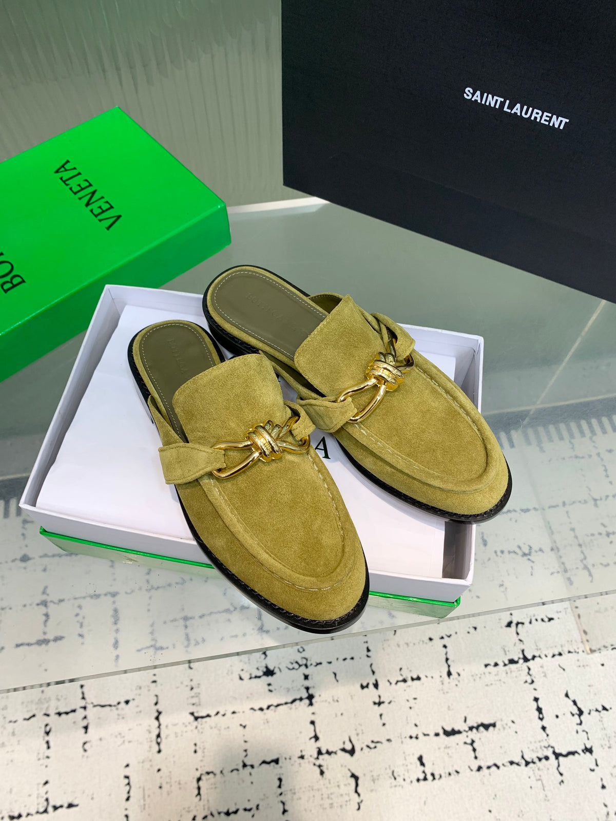 Bottega Veneta Black & Olive Green Designer Shoes EU 35-42 Edition 2 - detail image 2