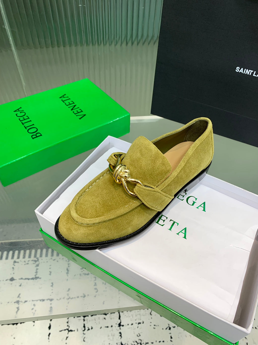 Bottega Veneta Black & Olive Green Designer Shoes EU 35-42 - detail image 6