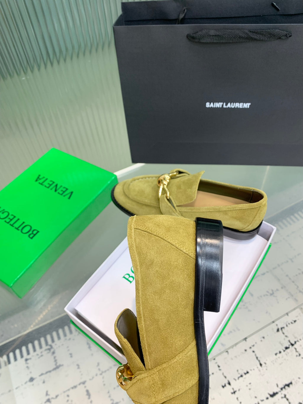 Bottega Veneta Black & Olive Green Designer Shoes EU 35-42 - detail image 8