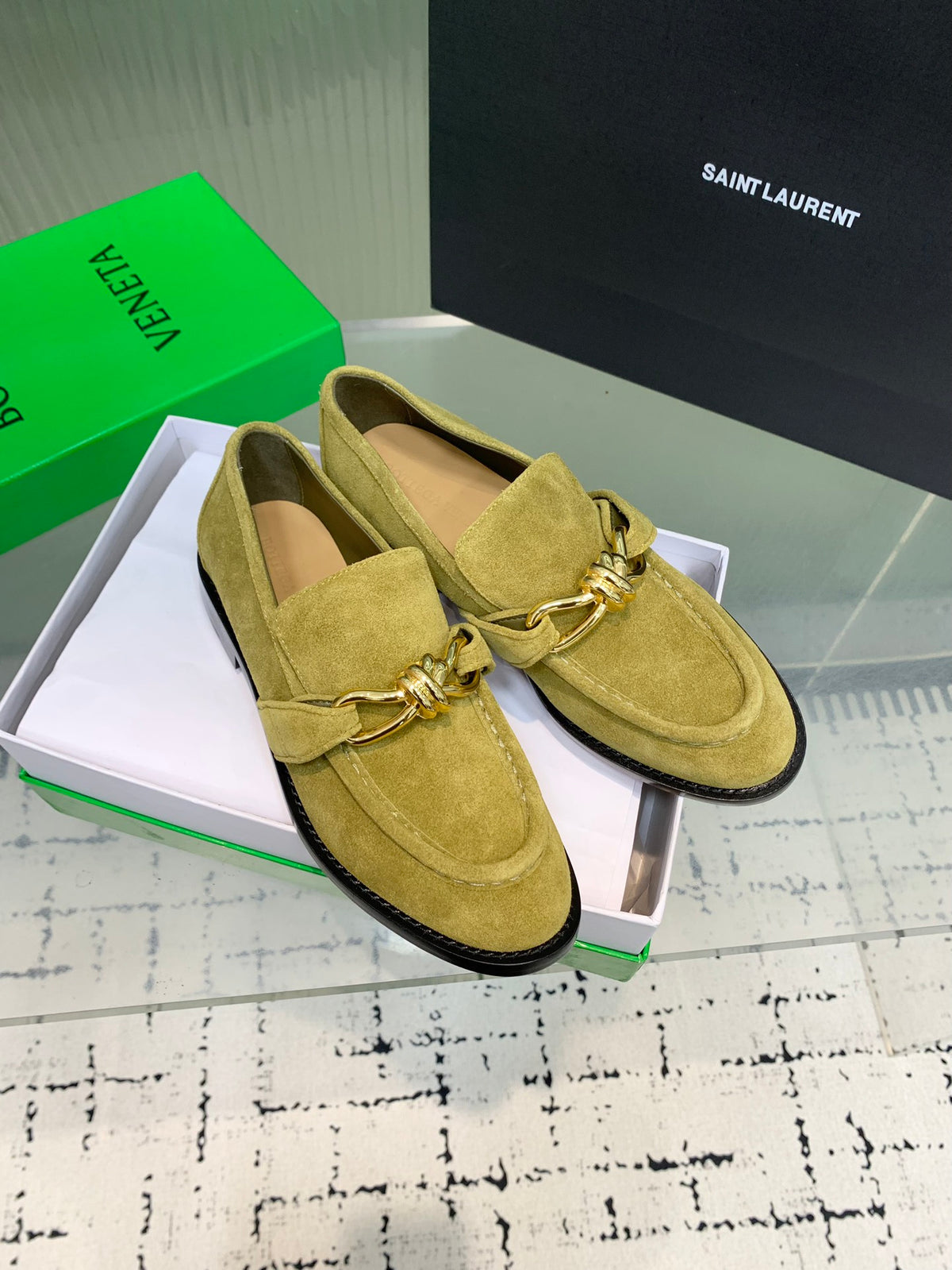 Bottega Veneta Black & Olive Green Designer Shoes EU 35-42 - detail image 2
