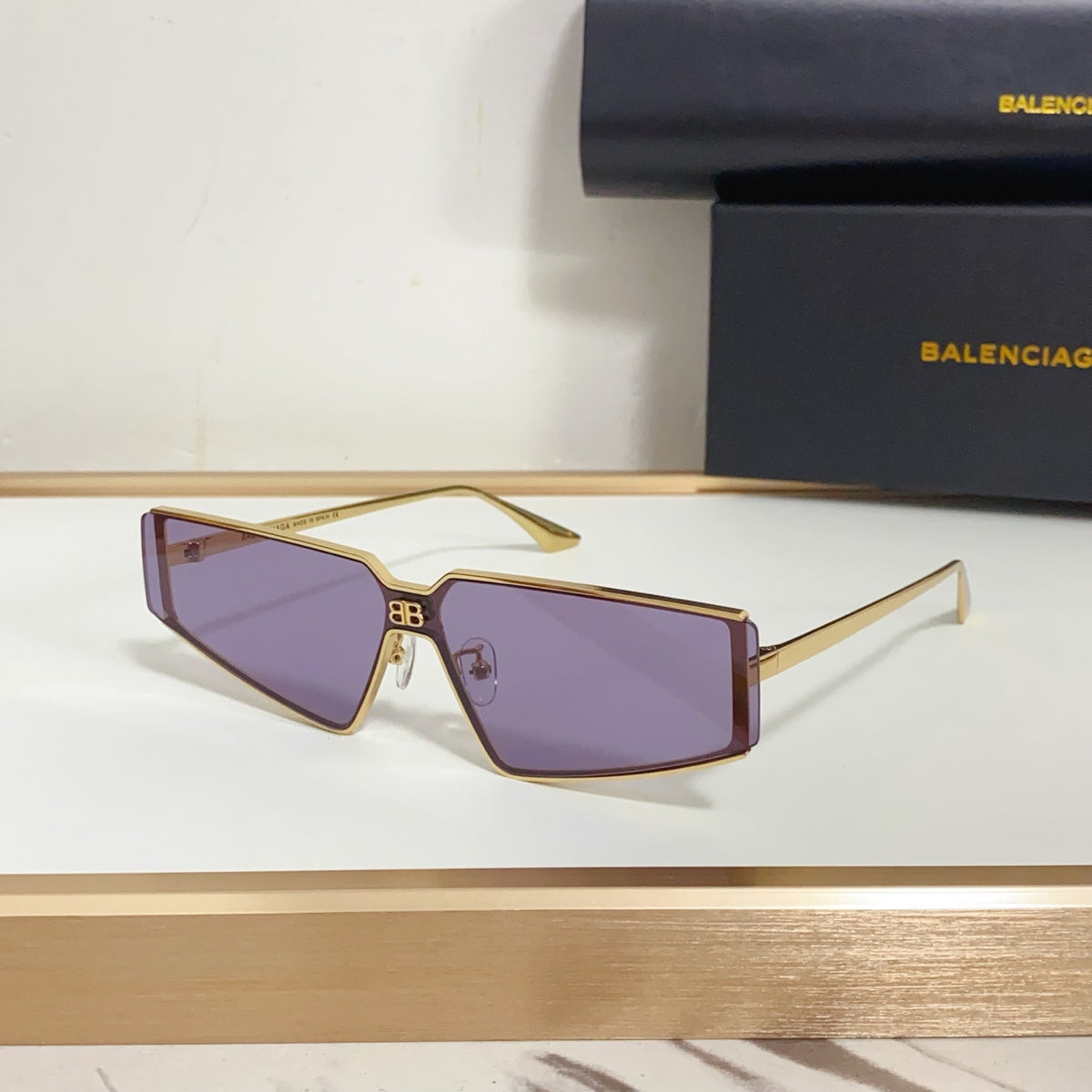 Balenciaga BB0192S Black & Rose Gold Designer Sunglasses - detail image 3
