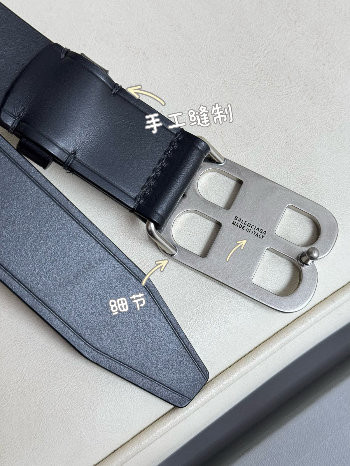 Balenciaga 6741711CH0B1000 Black & Silver Designer Belt - detail image 6