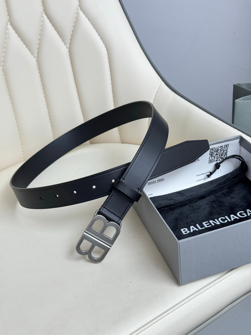 Balenciaga 6741711CH0B1000 Black & Silver Designer Belt - detail image 3