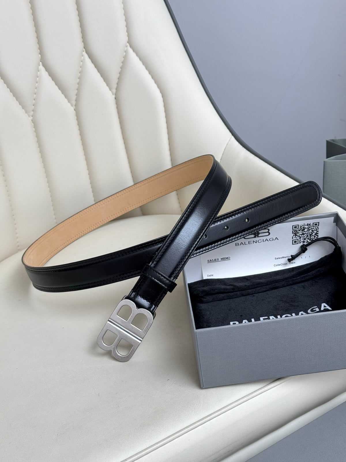 Balenciaga 8107282ABC71000 Black & Silver Designer Belt - detail image 2