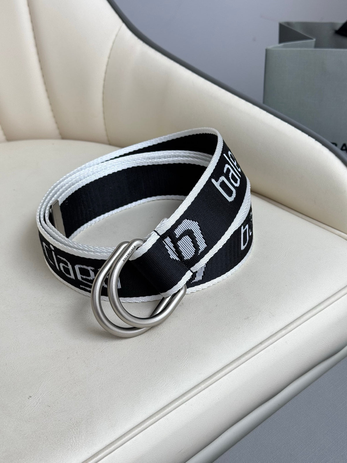 Balenciaga 7944852AA381090 Black & White Designer Belt