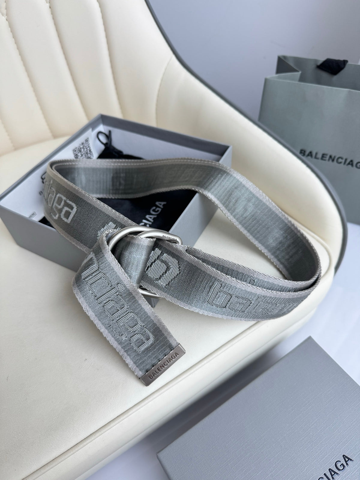 Balenciaga 7944852AA381461 Charcoal Gray & Gray Designer Belt - detail image 4