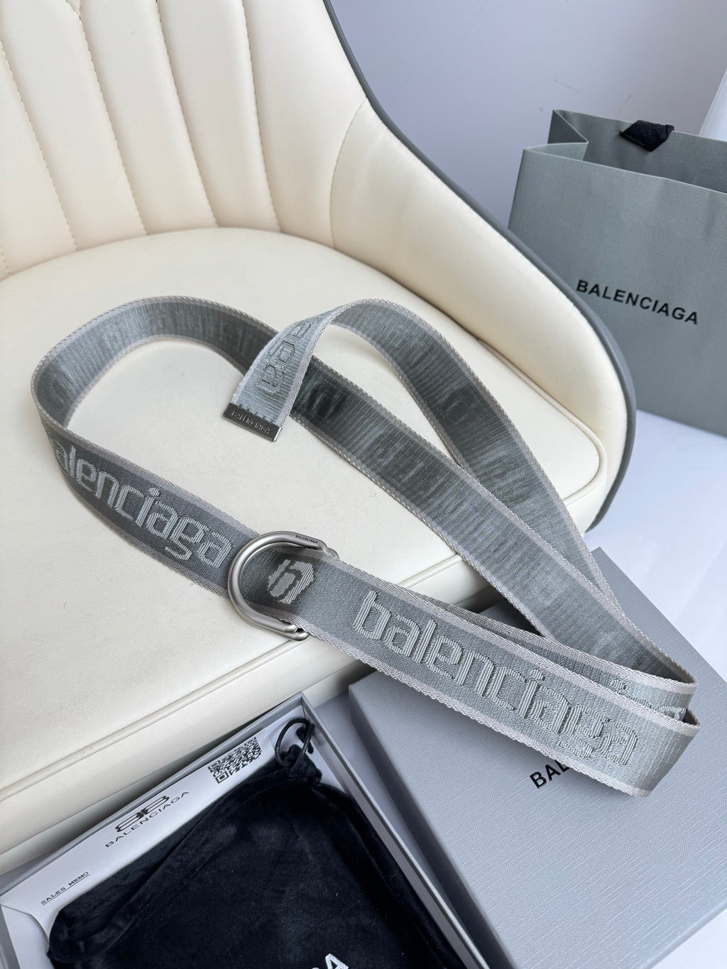Balenciaga 7944852AA381461 Charcoal Gray & Gray Designer Belt - detail image 3