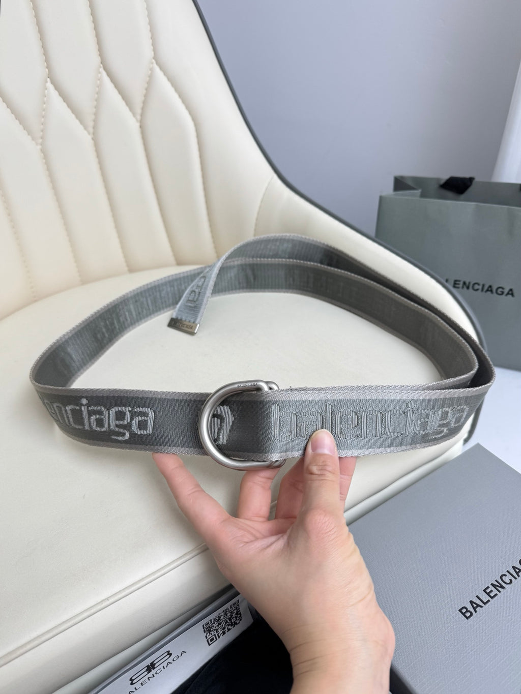 Balenciaga 7944852AA381461 Charcoal Gray & Gray Designer Belt - detail image 8