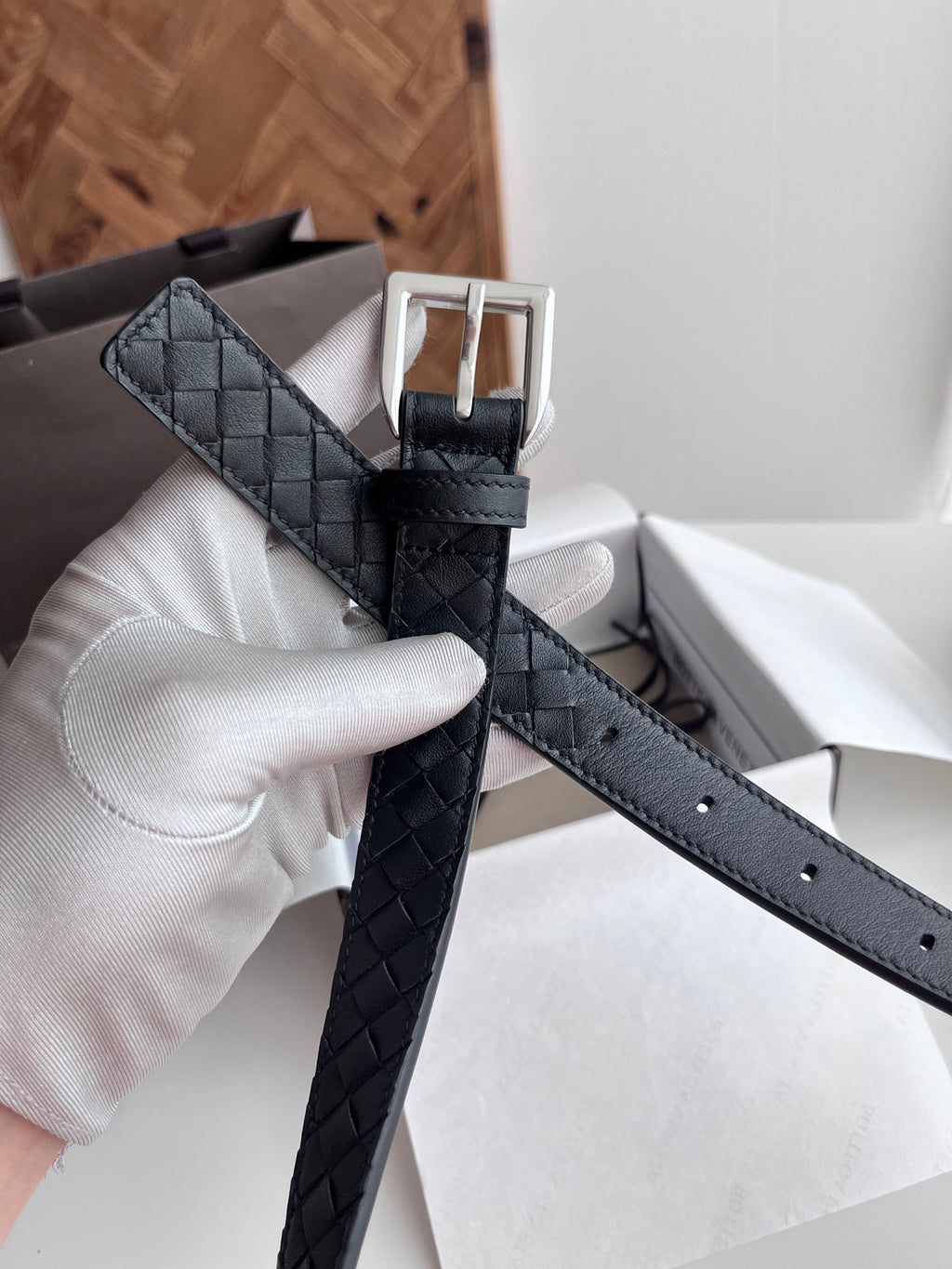 Bottega Veneta 826771V5N211019 Black & Gold Designer Belt - detail image 4