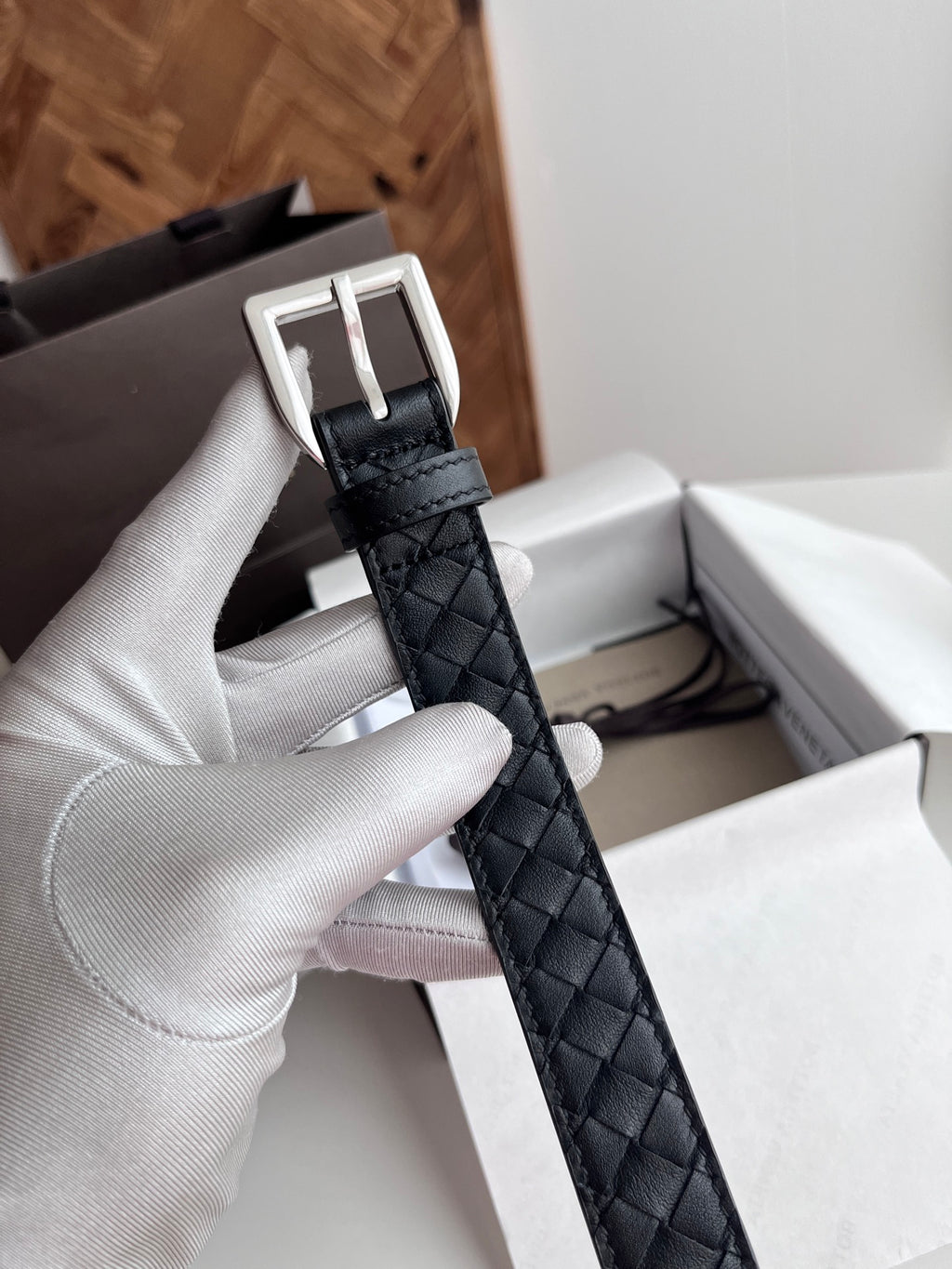 Bottega Veneta 826771V5N211019 Black & Gold Designer Belt - detail image 3