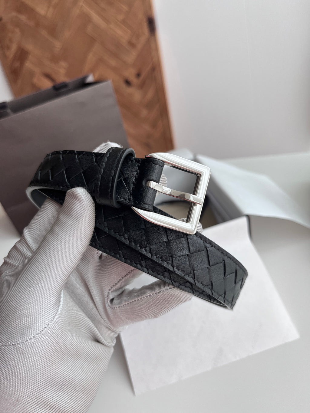 Bottega Veneta 826771V5N211019 Black & Gold Designer Belt - detail image 2