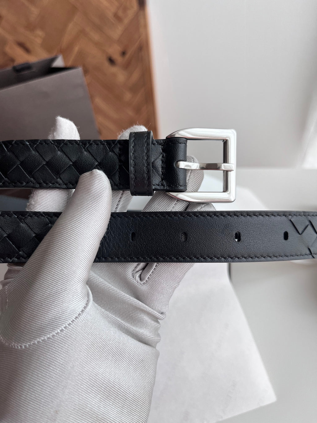 Bottega Veneta 826771V5N211019 Black & Gold Designer Belt - detail image 5