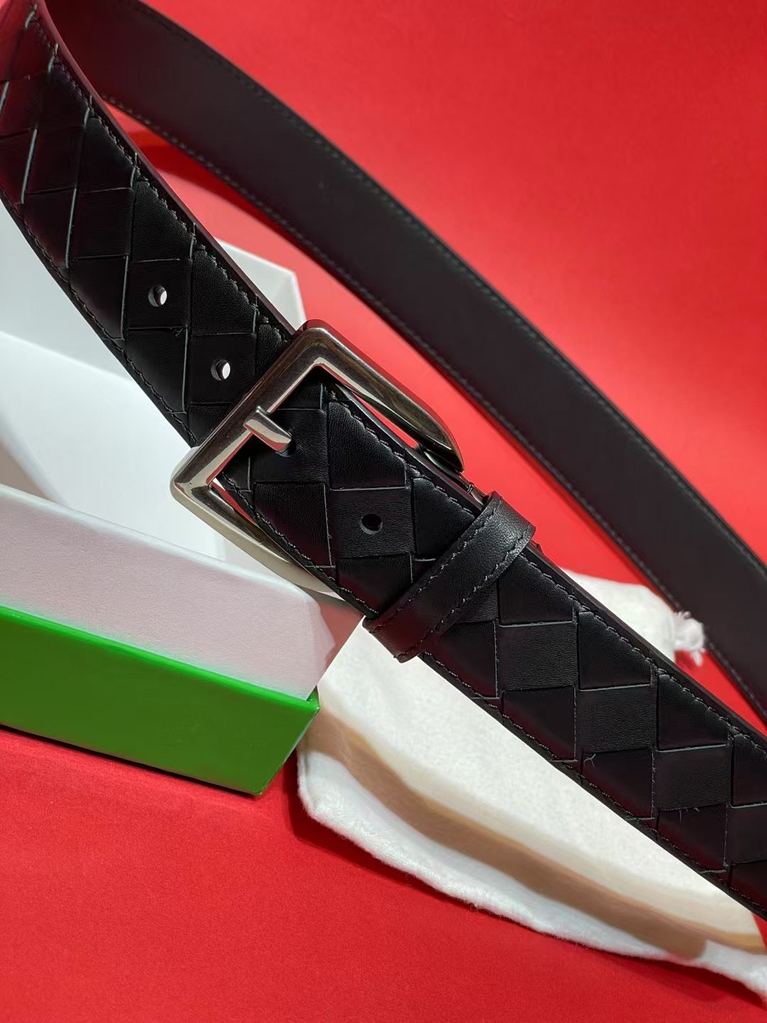 Bottega Veneta 826771V5N211019 Black & Silver Designer Belt - detail image 3