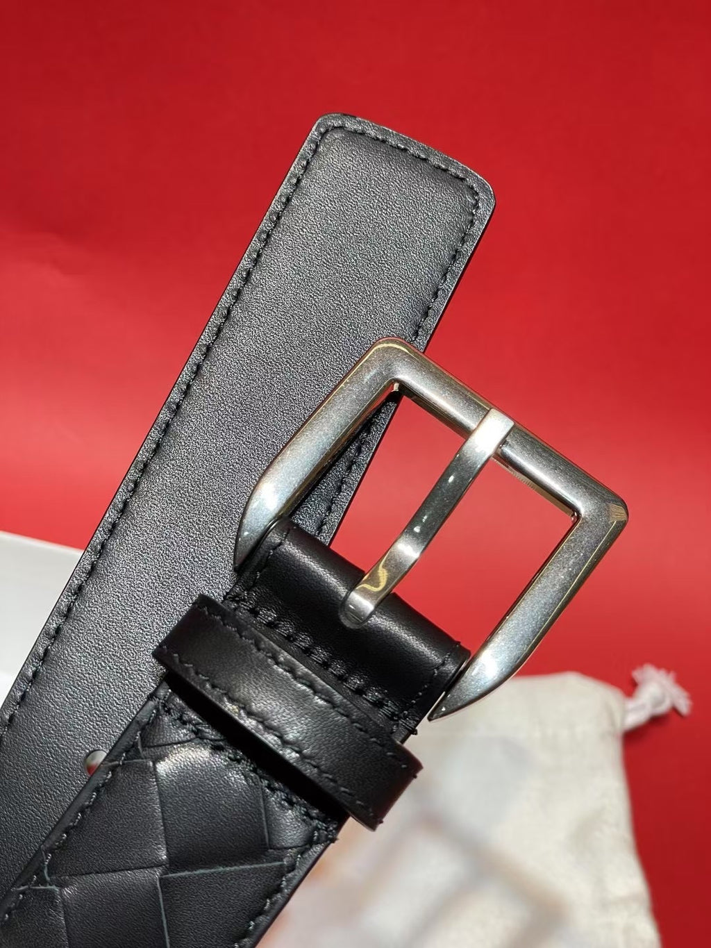 Bottega Veneta 826771V5N211019 Black & Silver Designer Belt - detail image 6