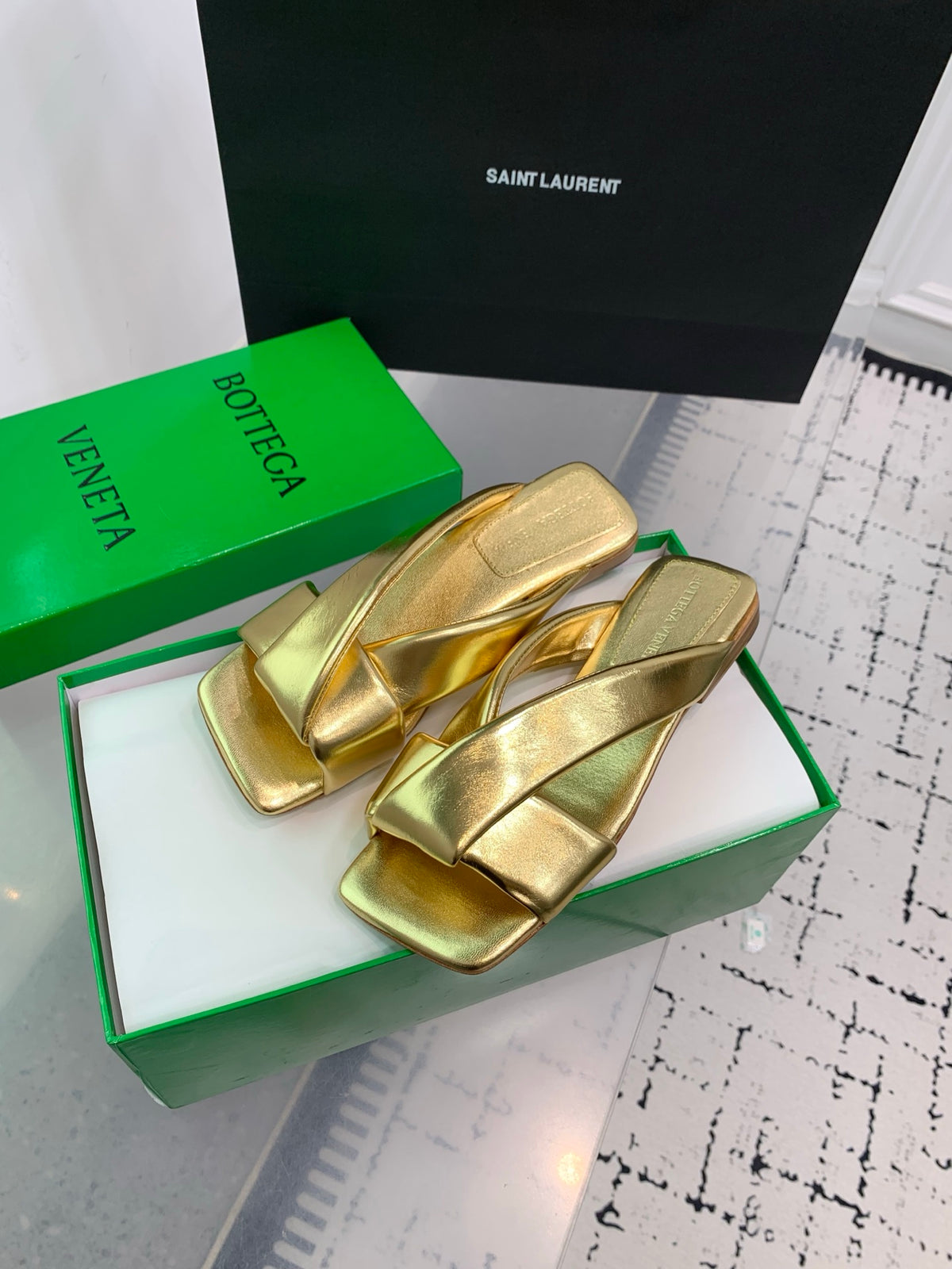 Bottega Veneta Black & Gold Designer Shoes EU 35-42 Edition 4 - detail image 3