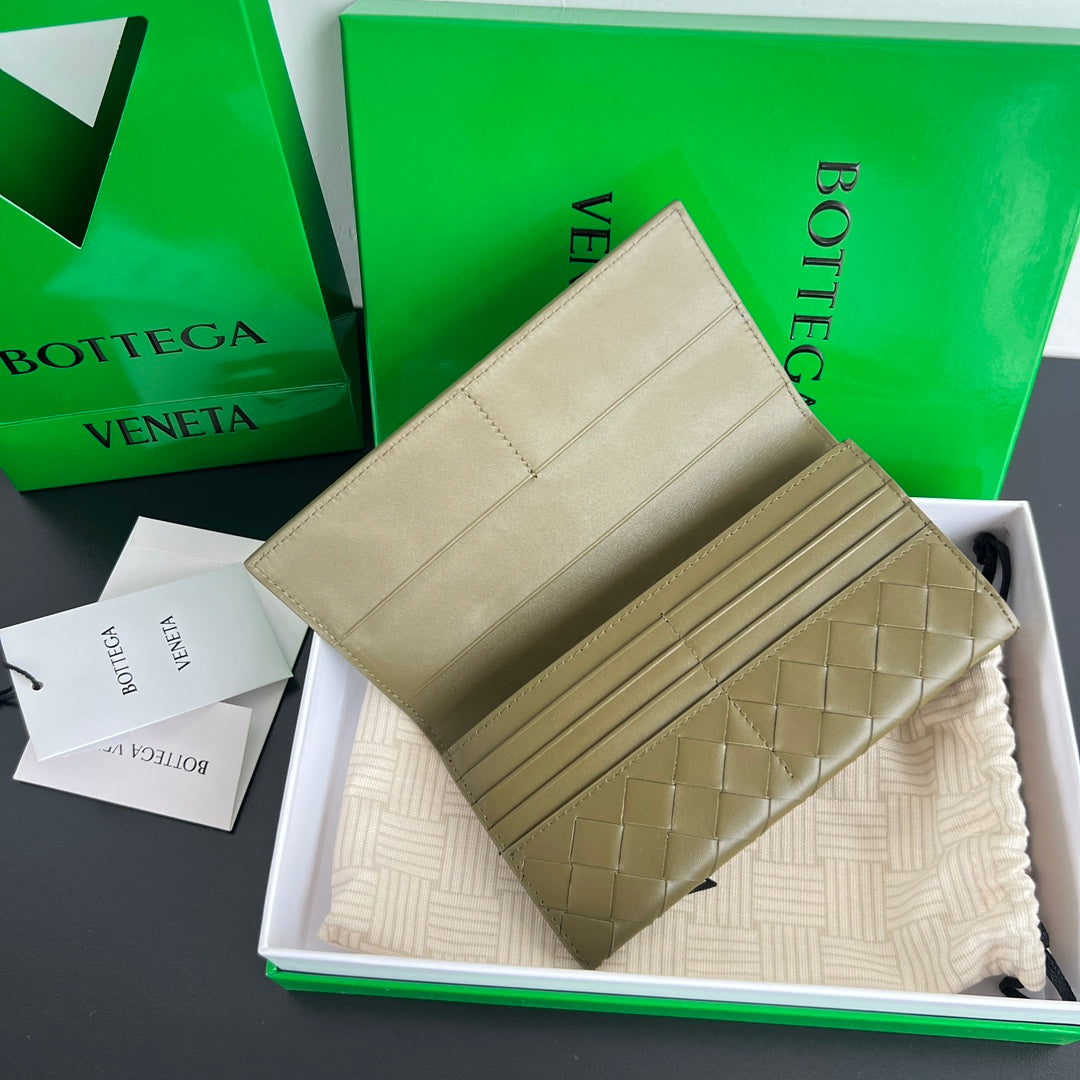 Bottega Veneta Green & Olive Green Designer Wallet