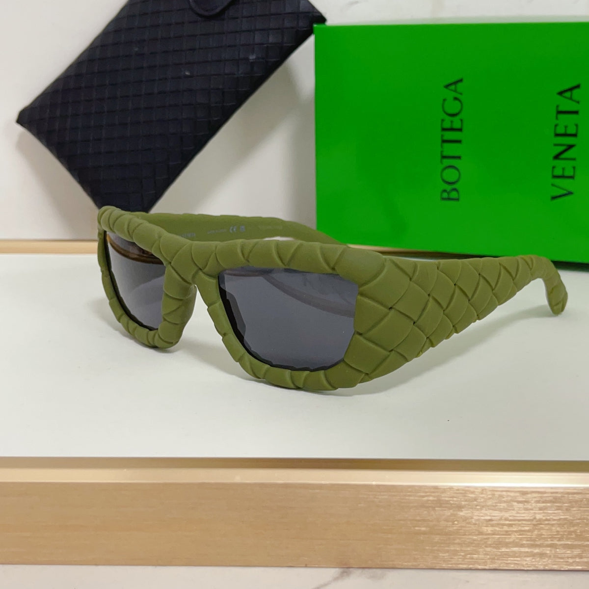 Bottega Veneta BV1303S Green & Rose Gold Designer Sunglasses 56-13-130 mm - detail image 3