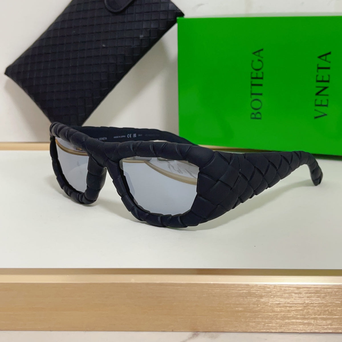 Bottega Veneta BV1303S Green & Rose Gold Designer Sunglasses 56-13-130 mm - detail image 5