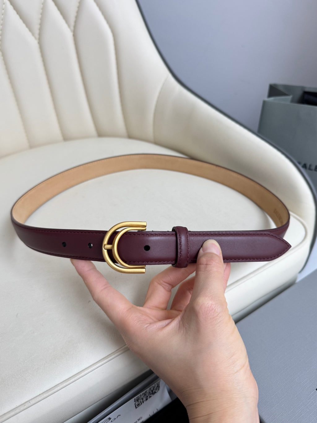 Balenciaga 8279472ABQF6034 Burgundy & Red Designer Belt - detail image 8