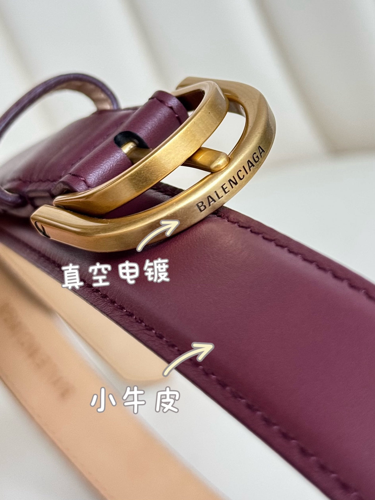 Balenciaga 8279472ABQF6034 Burgundy & Red Designer Belt - detail image 6