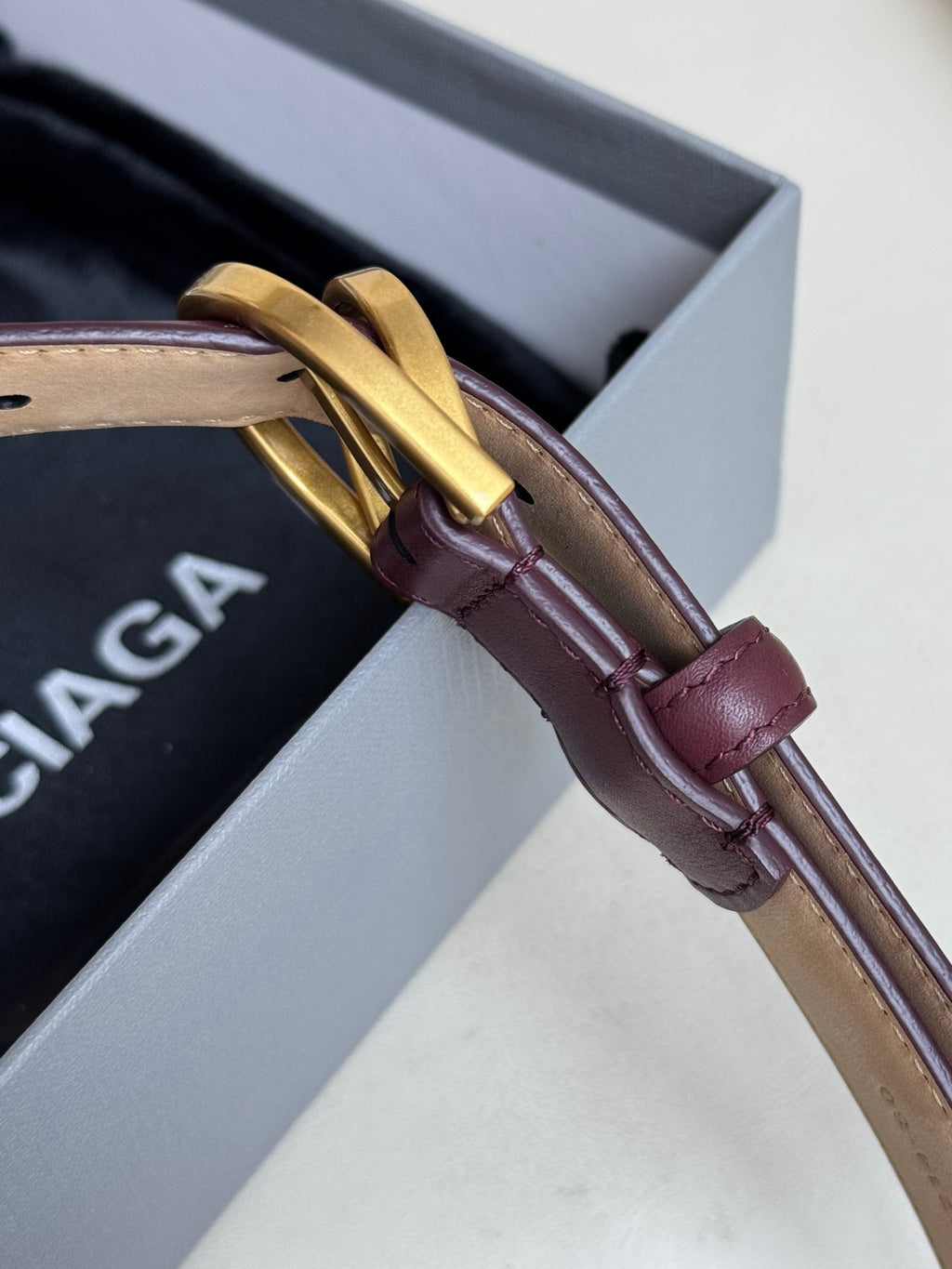Balenciaga 8279472ABQF6034 Burgundy & Red Designer Belt - detail image 7