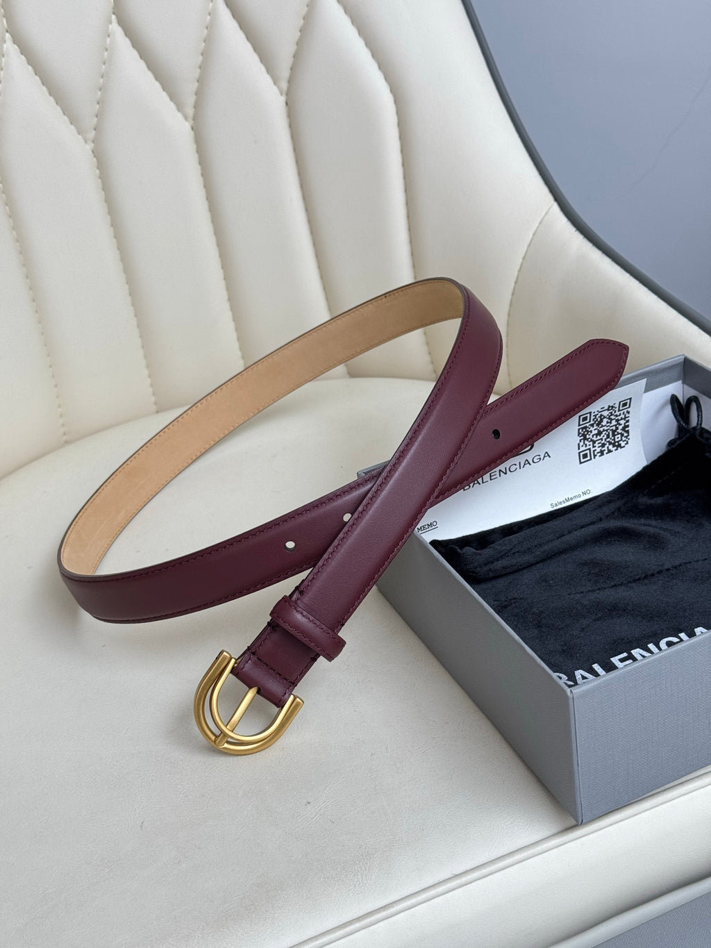 Balenciaga 8279472ABQF6034 Burgundy & Red Designer Belt - detail image 2